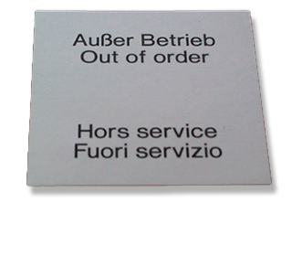 Außer-Betrieb-Schild für Handfeuermelder M500/M700ÿDKMÿKRÿI und NFXI-DKMR