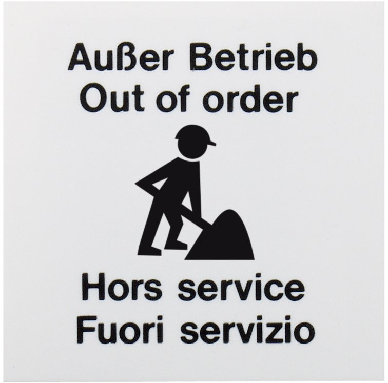 Kunststoffschild "Außer Betrieb" 80x80mm f. große MCP's 7047XX,7048XX,70490X