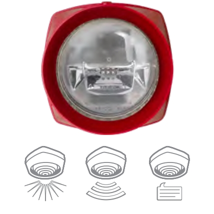 IQ8Alarm Plus Kombi Sprachsignalgeb. EN54-3/-23, Gehäuse/Blitz: rot/weiß