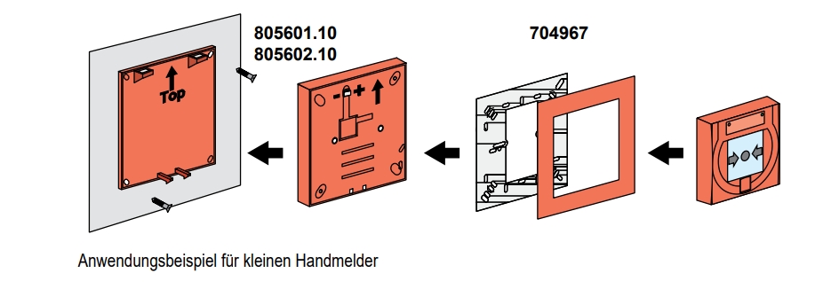 IQ8Wireless Universelles Funkinterface EN54-25, rot, ohne Abdeckplatte