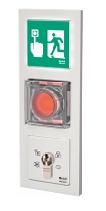 uP-Fluchttürterminal 1380 GIRA E2 weiß 3R, vernetzbar, mit bel. Hinweisschild.