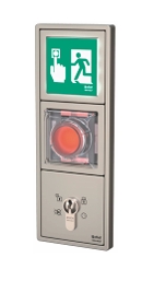 uP-Fluchttürterminal 1380 JUNG LS Stahl 3R, vernetzbar, mit bel. Hinweisschild.