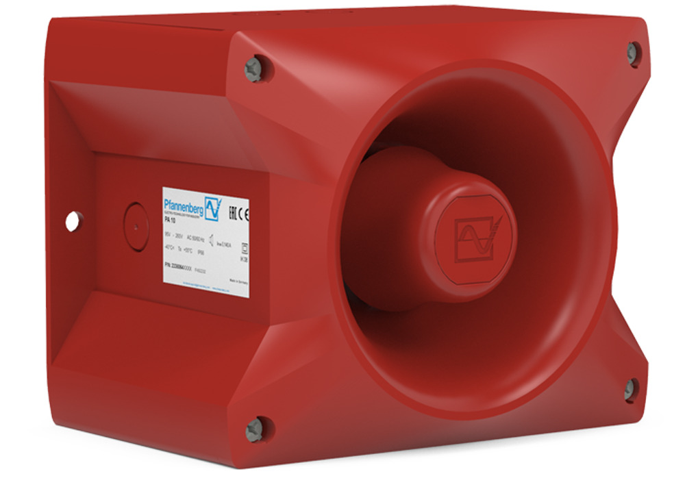 Akustischer Signalgeber PA 10, rot ,  117 db(A) @ DIN-TON