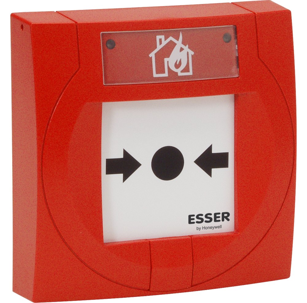 IQ8 Handmelder kompakt, rot mit Glas, mit Trenner, ESSER