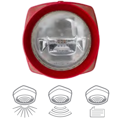 IQ8Alarm Plus Kombi Sprachsignalgeb. EN54-3/-23, Gehäuse/Blitz: rot/rot