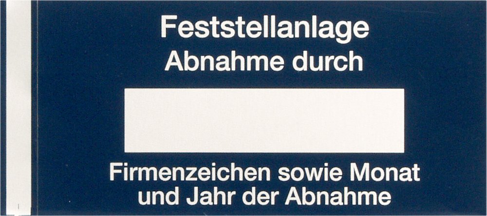 Aufkleber Feststellanlage FÜR ERRICHTER